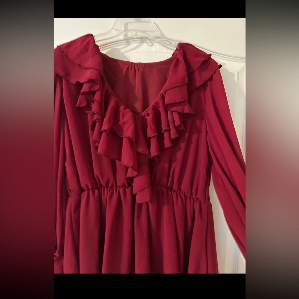 Missguided Red Ruffle Midi Dress - Picture 3 of 5